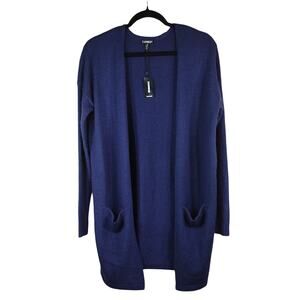 NWT Express Blue Business Casual Cozy Comfy Stretchy Fall Open Front Cardigan